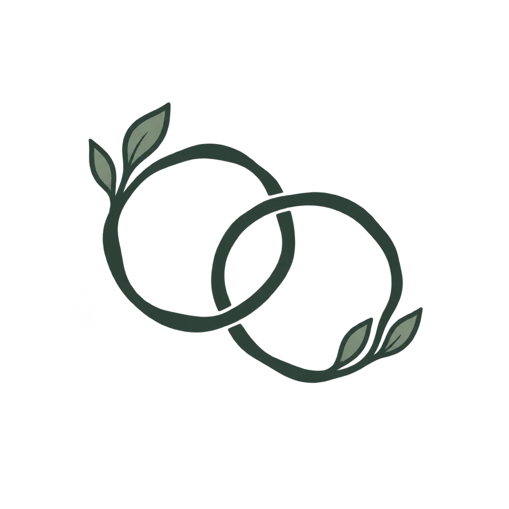 Hand-drawn softly linked organic rings icon